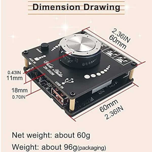 ZK-502M Mini Bluetooth 5.0 Power Audio Amplifier Board 50WX2 Stereo AMP Amplificador Home Theater AUX USB X6HB wuzhi - Image 2