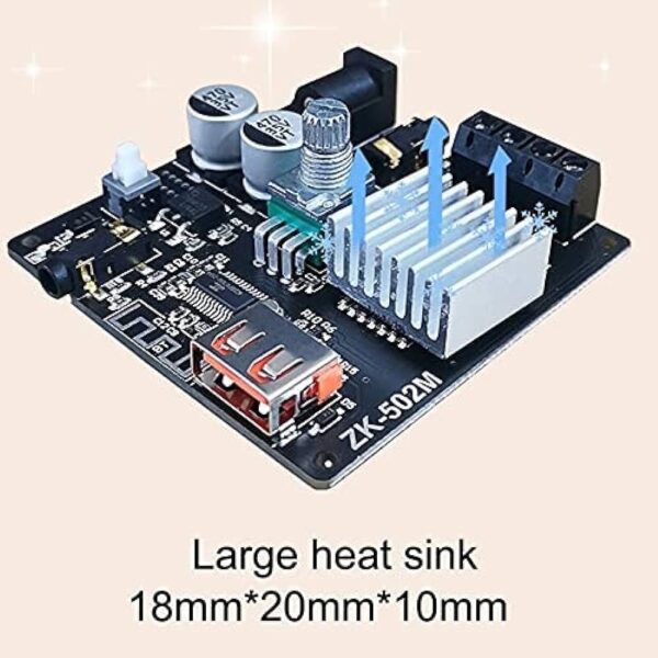 ZK-502M Mini Bluetooth 5.0 Power Audio Amplifier Board 50WX2 Stereo AMP Amplificador Home Theater AUX USB X6HB wuzhi - Image 4