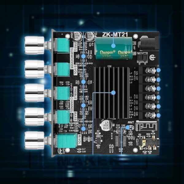 ZK-MT21 2.1 Channel Bluetooth Digital Amplifier Board - 50W x 2 + 100W - Image 3