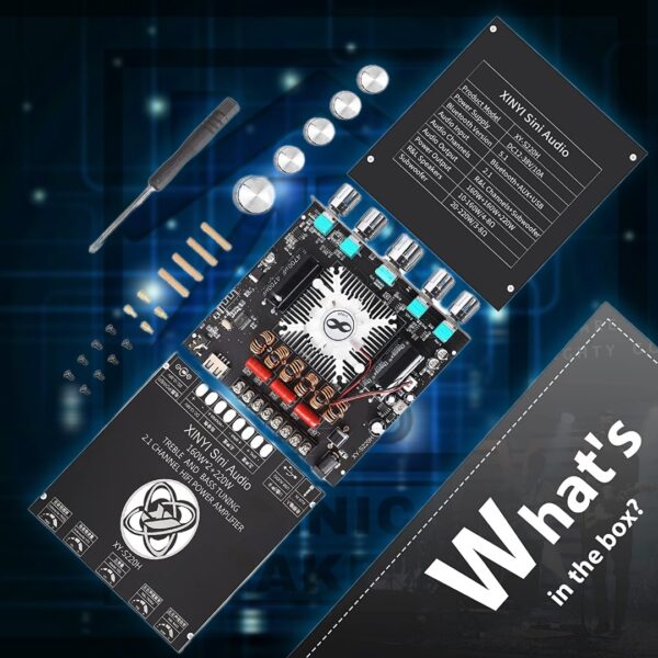 XY-S220H, 540W Bluetooth Power Amplifier Board with Subwoofer 2.1 Channel 160W×2+220W, 15V-36V Audio Power Amplifier Module with Treble and Bass Control - Image 3