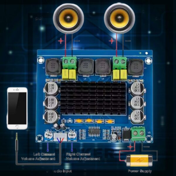 Xhm543 Digital Amplifier Board 2x120w 2 Channel Stereo Power Amplifier Module With Cable For Diy P - Image 3