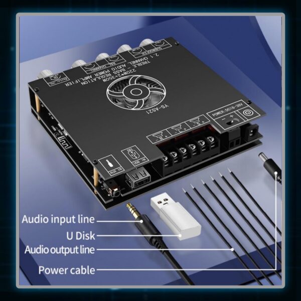 Ys-AS21, 2.1 Channel Bluetooth Digital Subwoofer Amplifier Board 220wx2+350w - Image 6