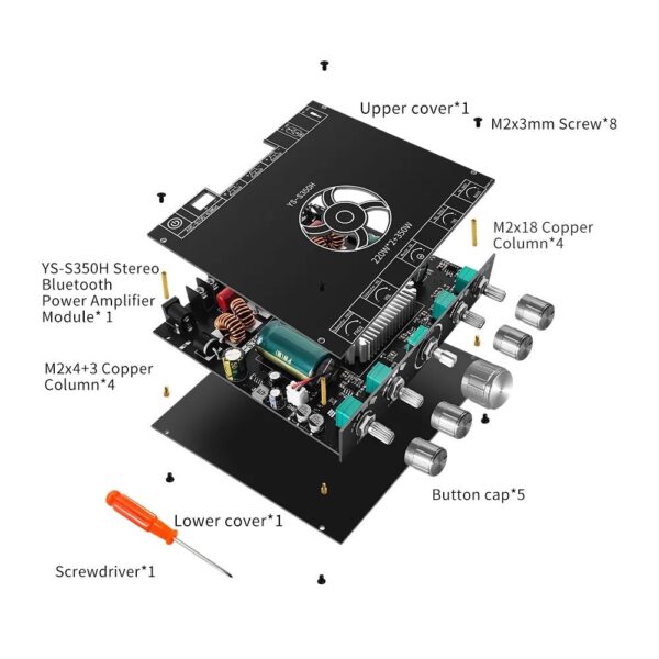 Technical Maker XY -S350H 3251, 2.1 Channel Bluetooth Digital Subwoofer Amplifier Board 220Wx2+350W - Image 2